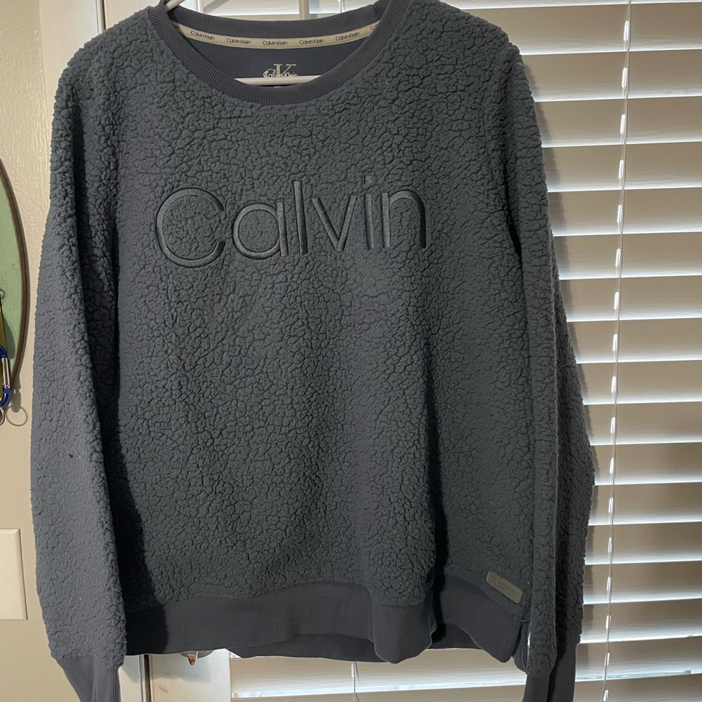 Calvin Klein blue Sherpa crewneck